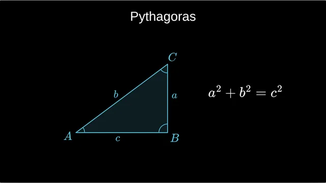 Pythagoras: A right triangle, then a² + b² = c² on a click.