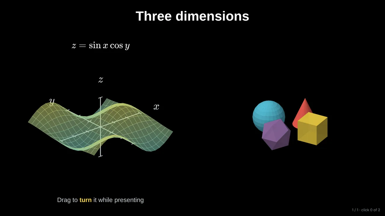 A 3D surface and solid shapes
