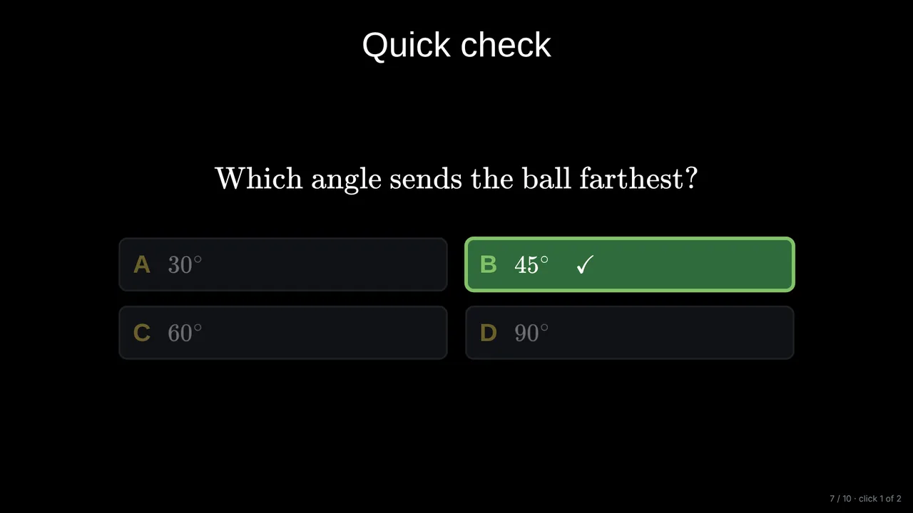 A quiz slide with the answer revealed